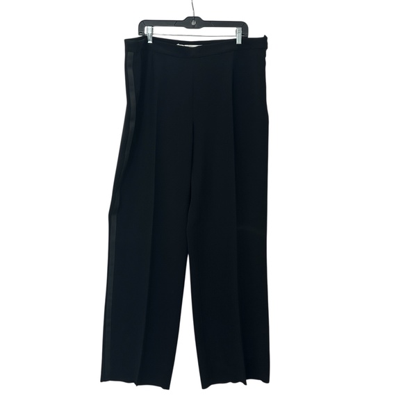NWT Marina Rinaldi Black Side Striped Wide Leg Trouser Pants Size XL